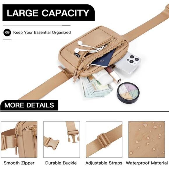 Fanny Packs with Adjustable Straps Camel - Picture 4 of 6